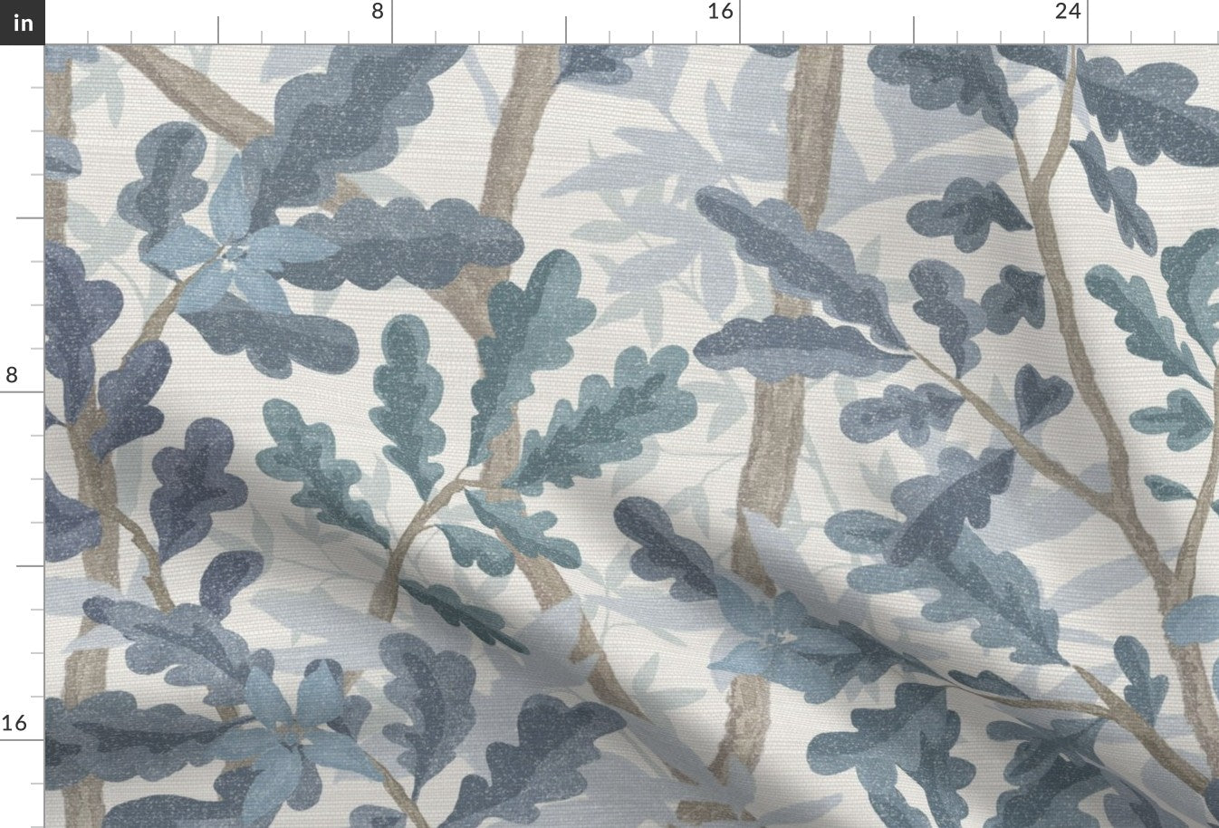 Woodlands Blue Botanical Pillow Cover | Large Scale | Linen