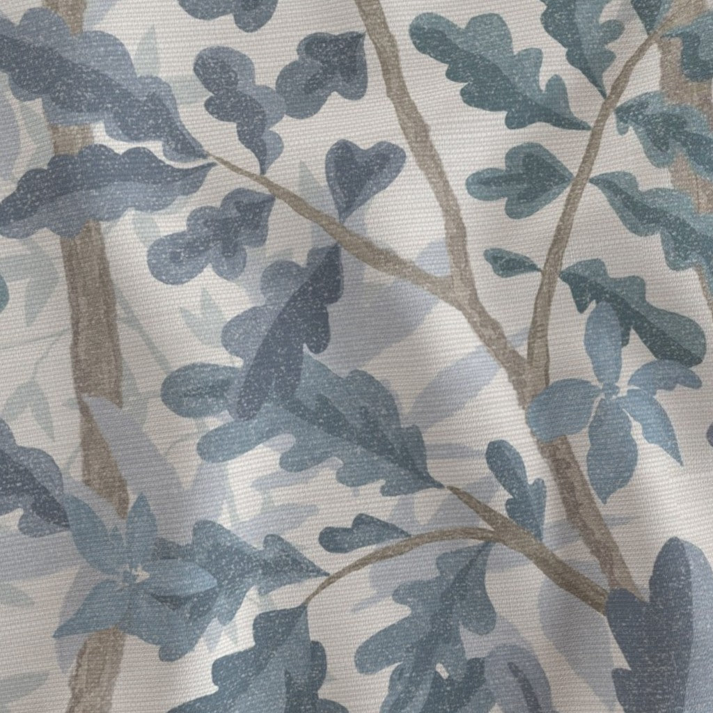 Woodlands Blue Botanical Pillow Cover | Large Scale | Linen