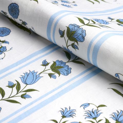 Royal Poppy Blue Floral Stripe Pillow Cover | Schumacher