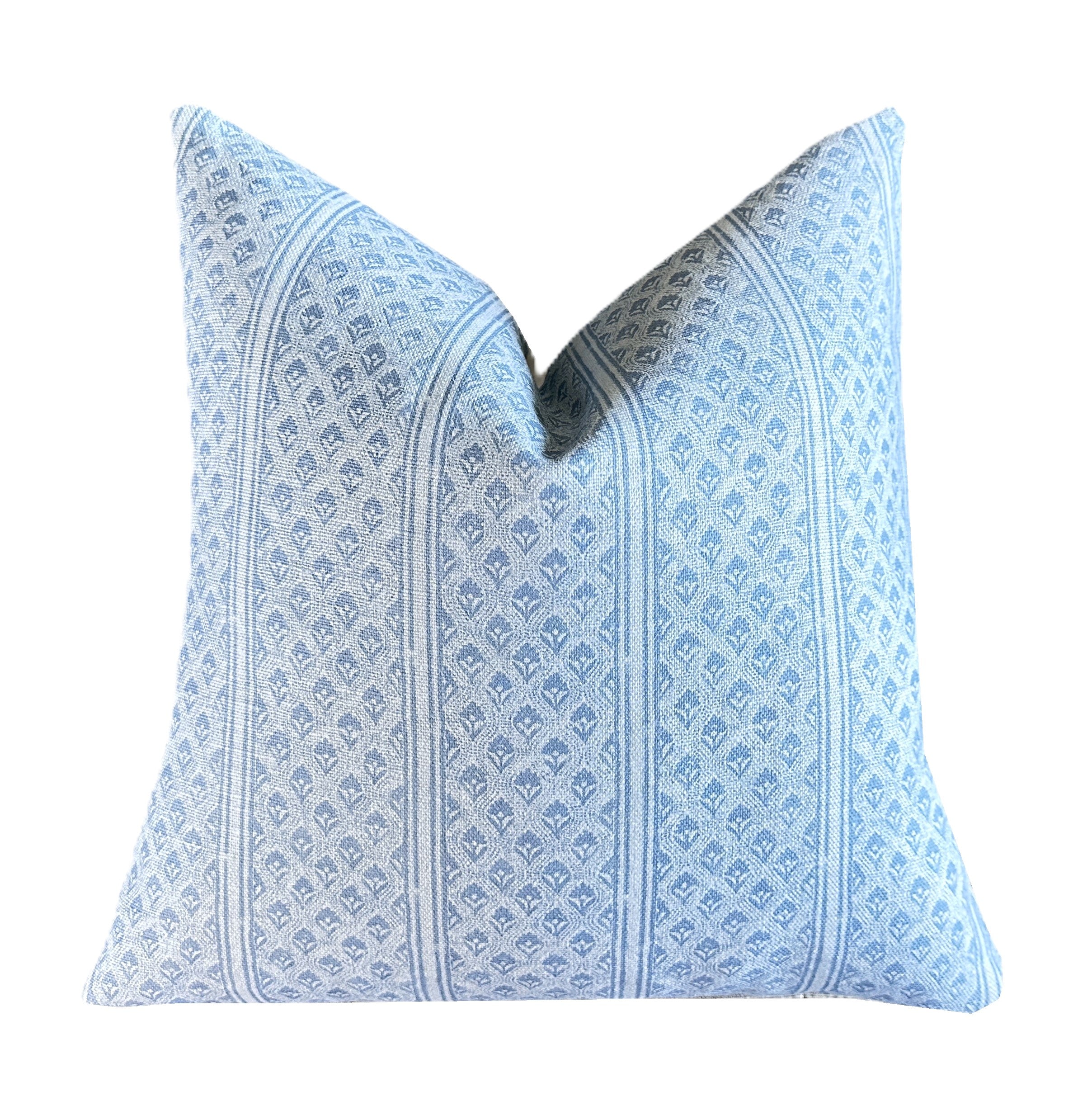 Brynn Soft Blue Stripe Linen Pillow Cover | Neutral