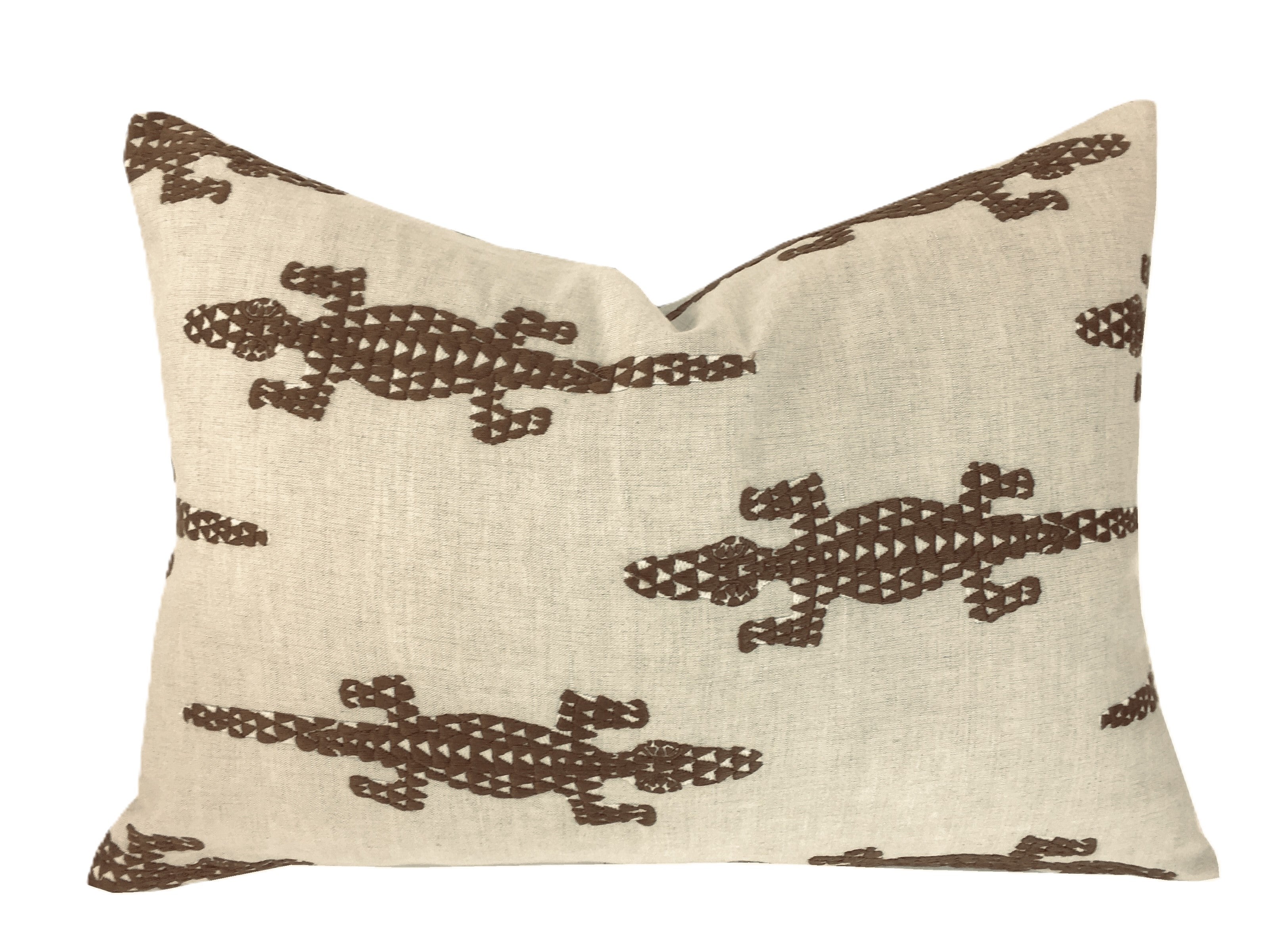 Baracoa Brown Embroidery Pillow Cover | Lumbar Sizes