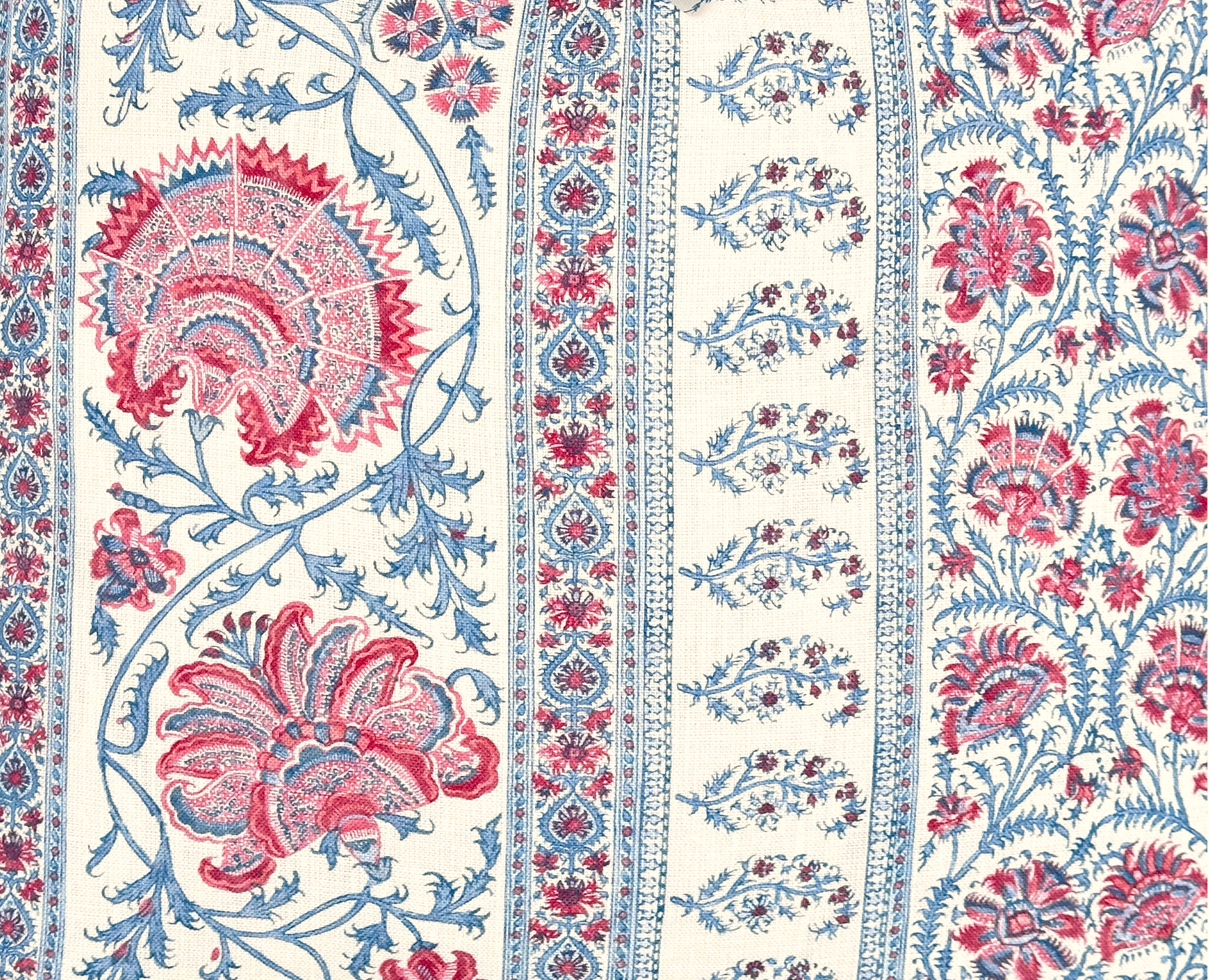 Indiennes Berry Floral Stripe Pillow Cover | Lee Jofa | Block Print Style