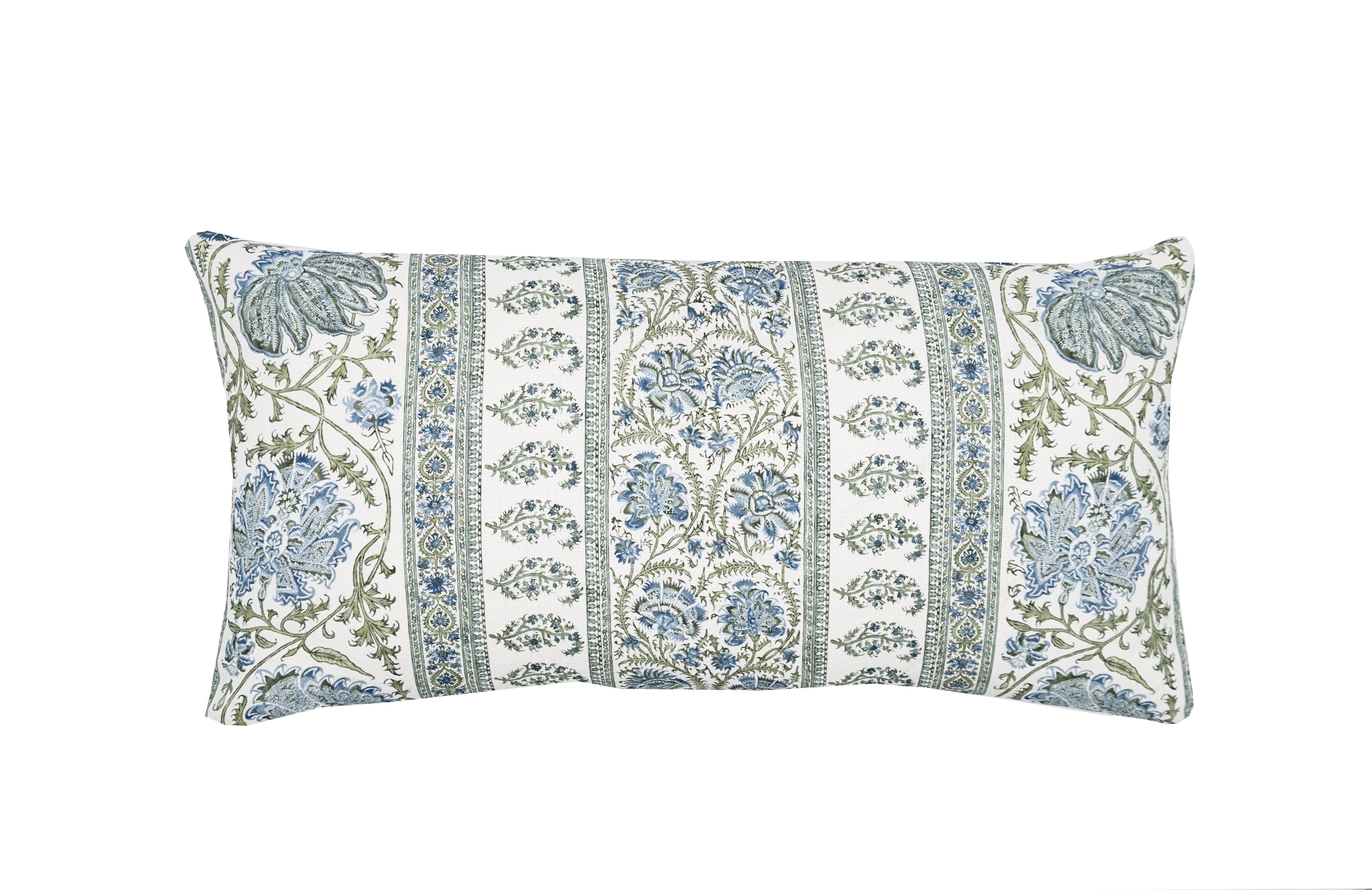 BACKORDER - Indiennes Stripe Sea Pillow Cover | Lee Jofa | Blue and Green