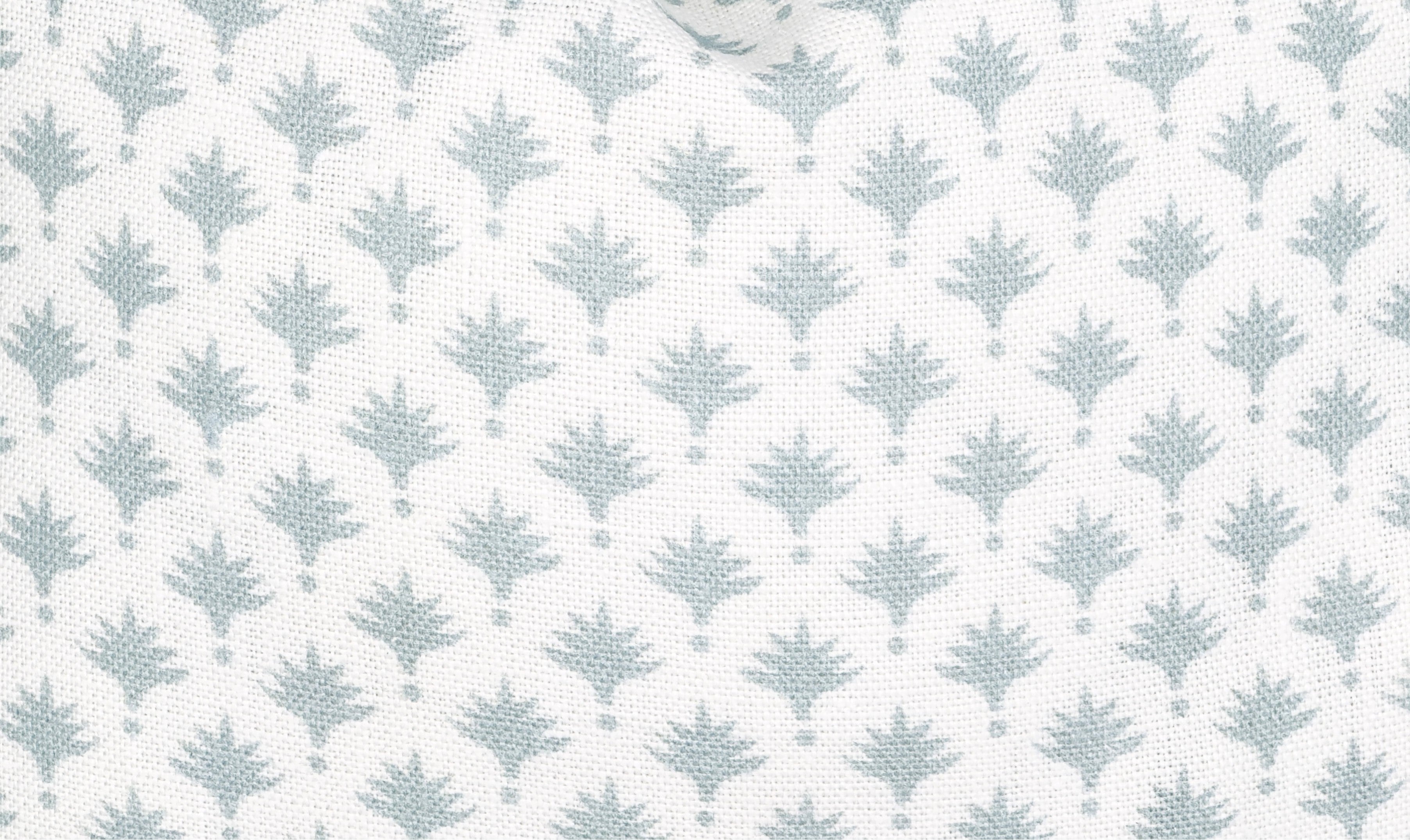 Soft Blue Palm Trees on White Linen Pillow Cover | Light Blue