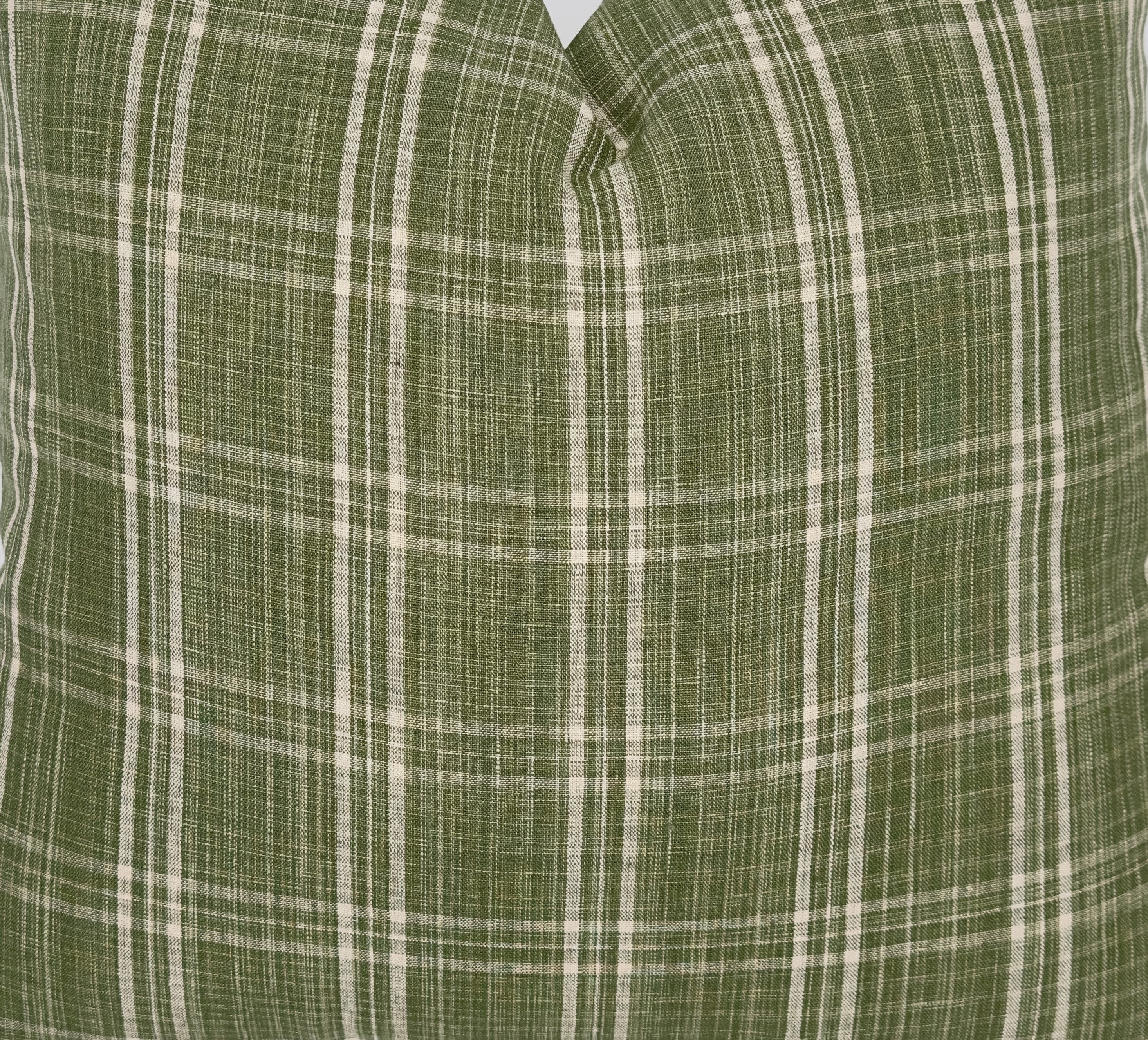 Olive Green Plaid Pillow Cover | Woven Check