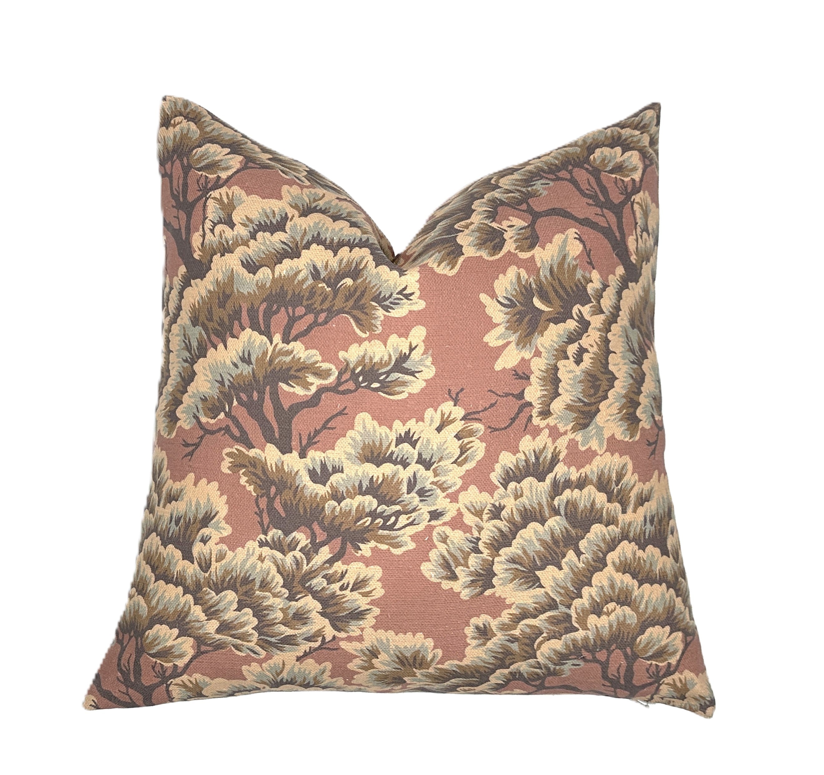 Monica Mocha Mousse Linen Pillow Cover | Mocha Mousse & Dark Plum