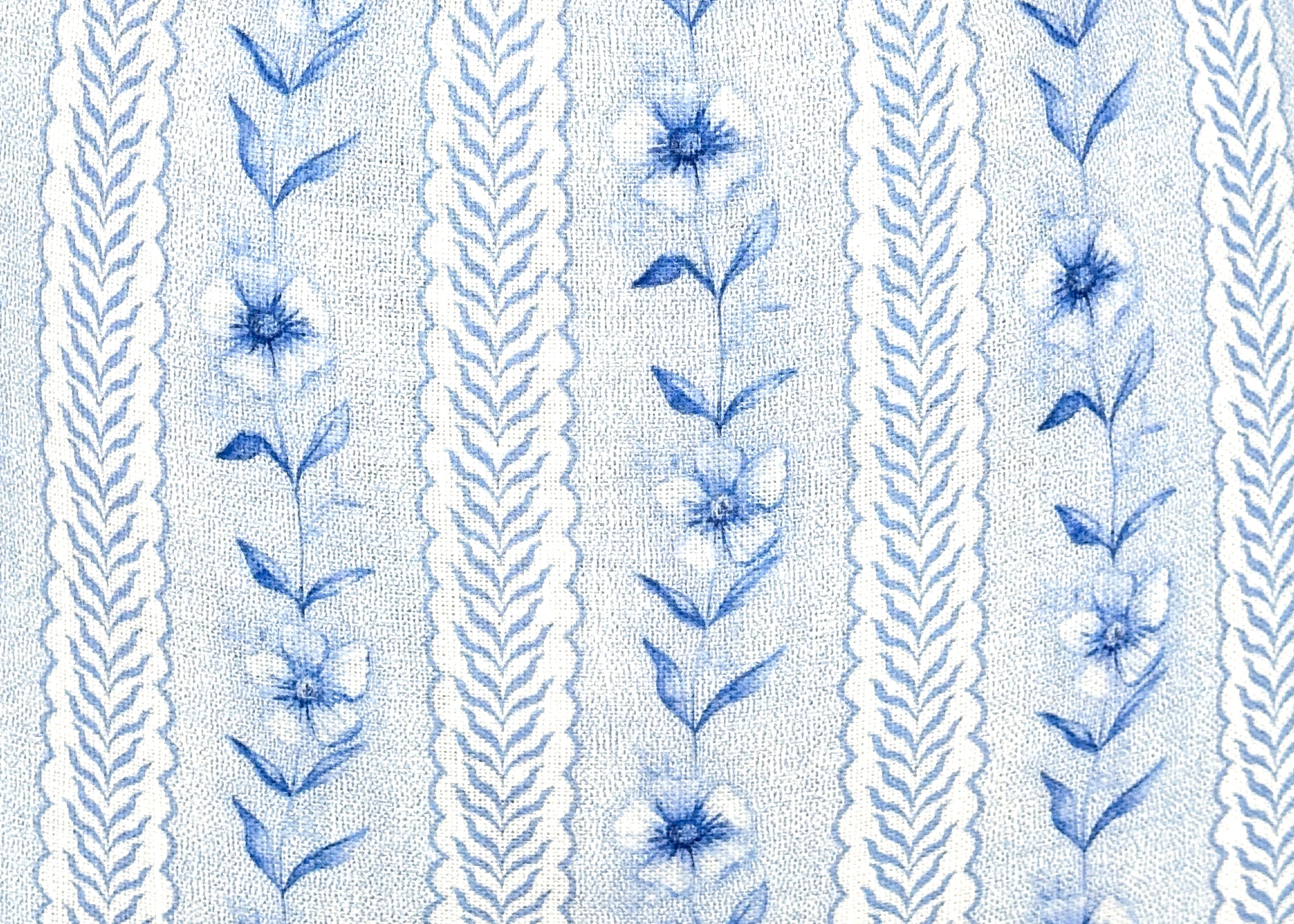 Paige Soft Blue Floral Stripe Linen Pillow Cover | Coastal Blue | 1 or 2 Sided