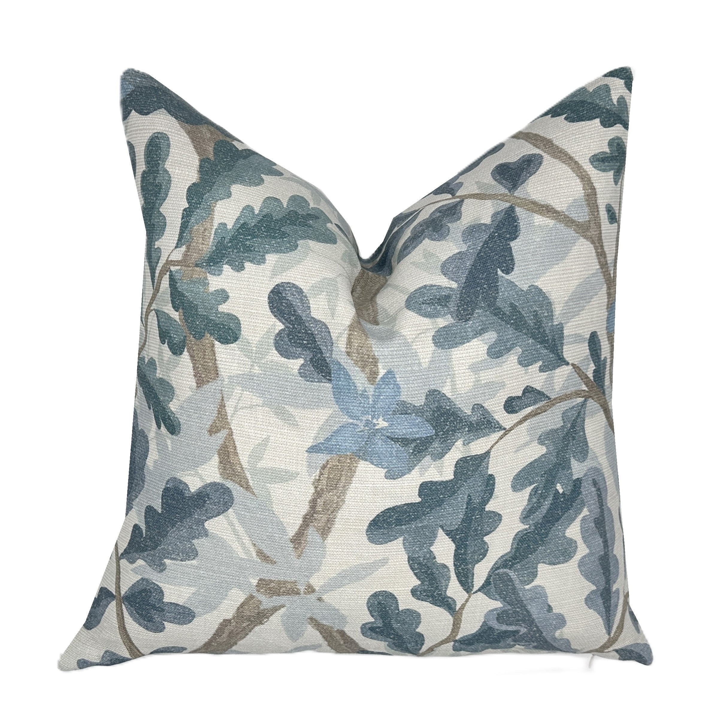 Woodlands Blue Botanical Pillow Cover | Large Scale | Linen