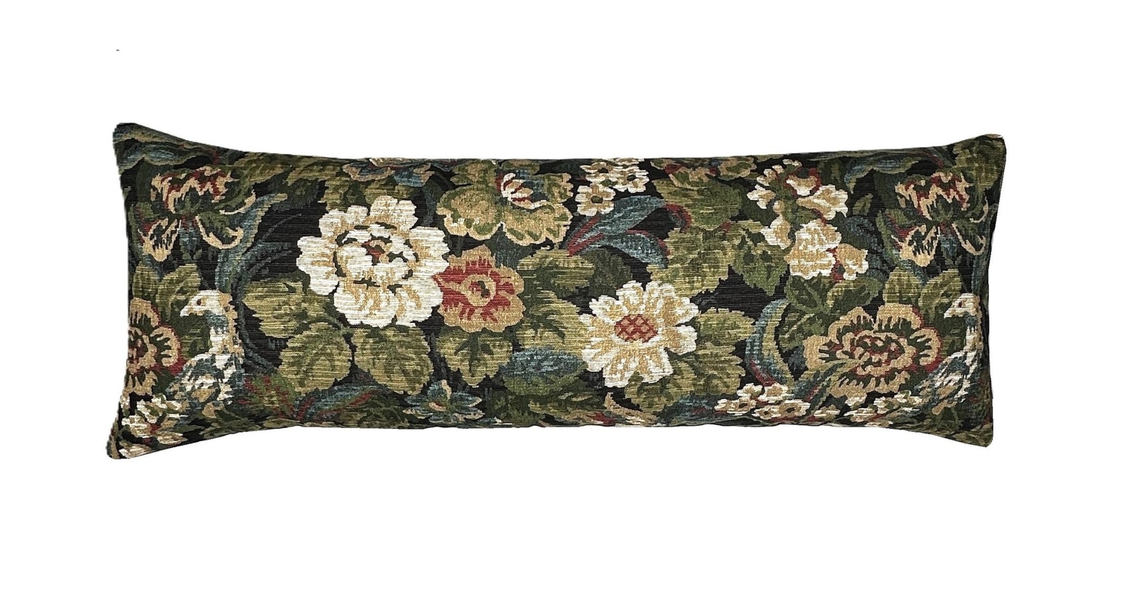 Rosalia Blue Floral Long Lumbar Tapestry Pillow Cover | Moody Blue | Multiple Sizes | Bed Pillow