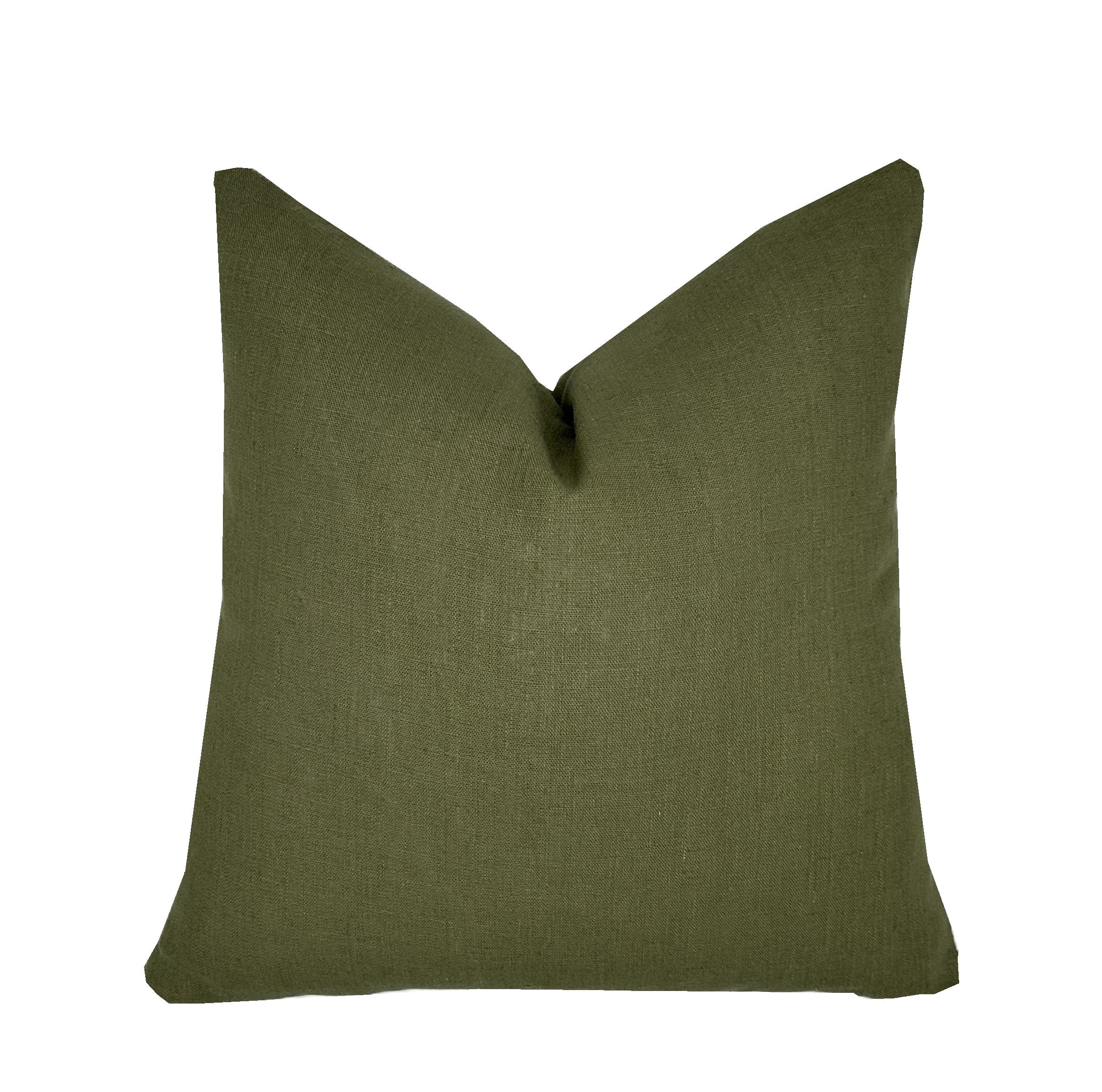 Pillow Combo #12 | 3 Pillow Covers | Woodland Green Botanical | Olive Green Solid | Paule Olive