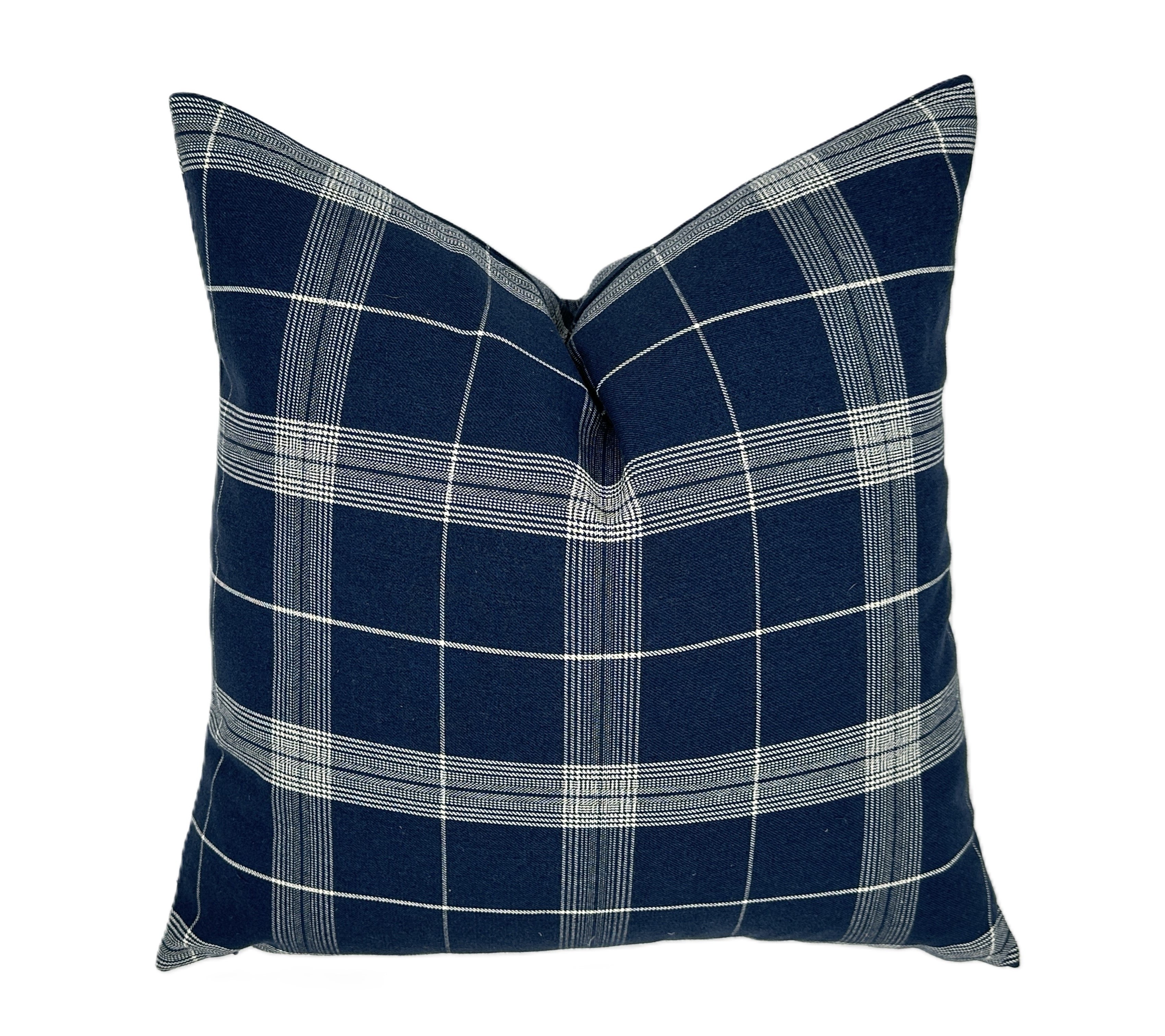 Newport Indigo Plaid Pillow Cover | Dark Navy | Dark Blue | Same Fabric Both Sides