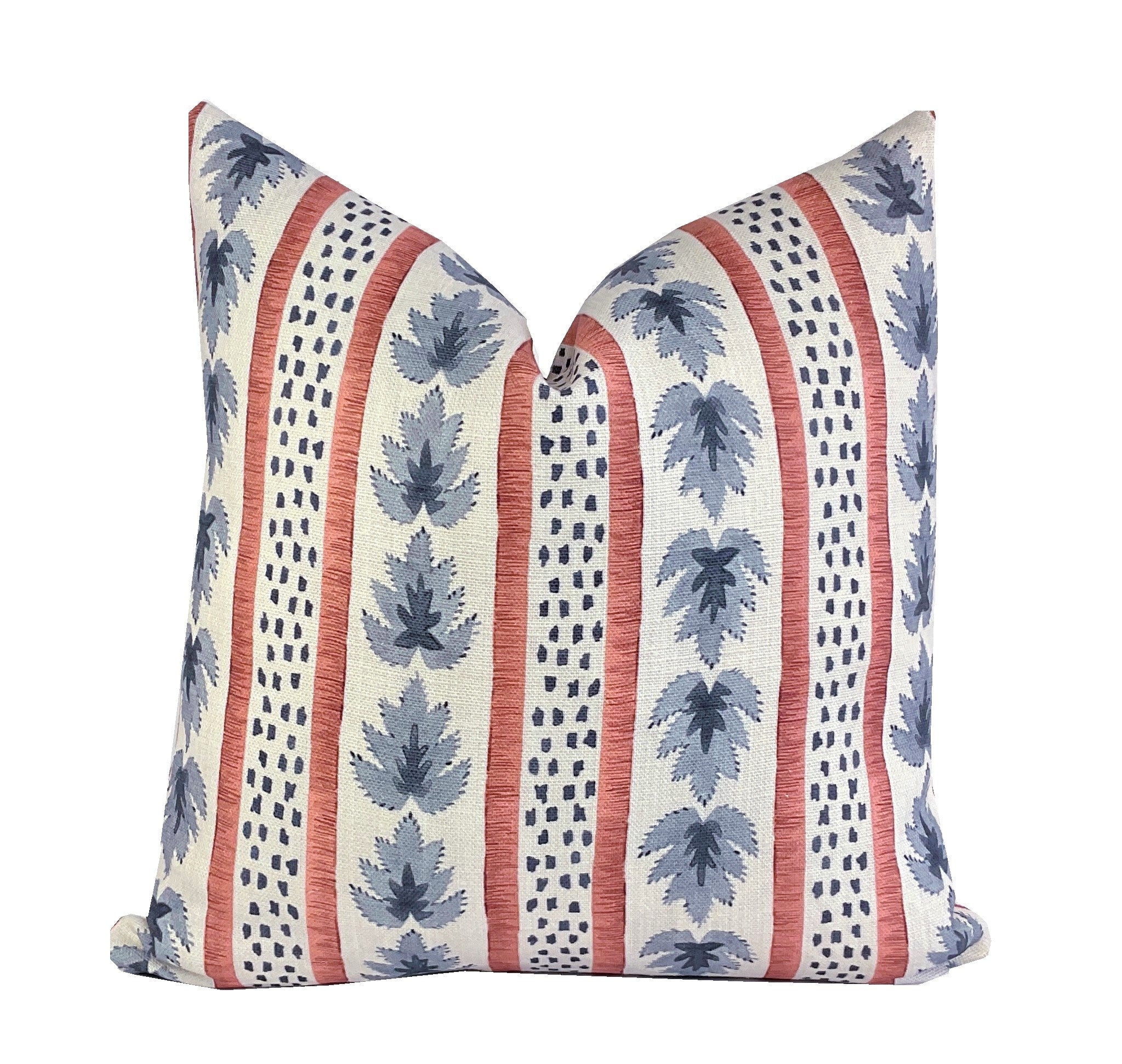 Jamie Indigo Rust Botanical Stripe Pillow Cover