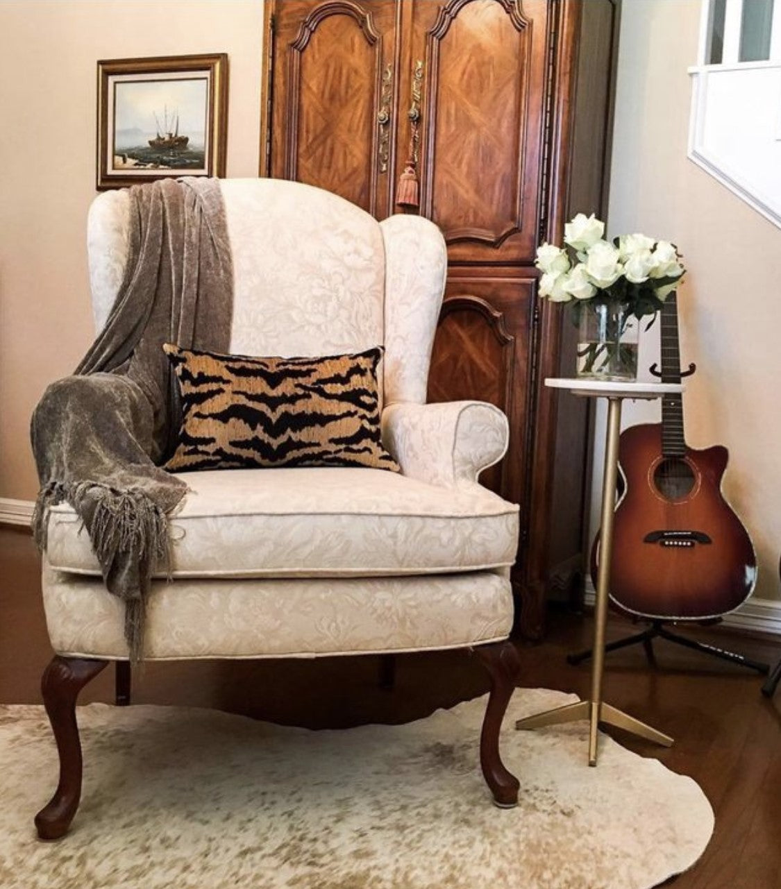 Tiger Pillow Cover | Black Tiger Stripes on Honey Gold Background