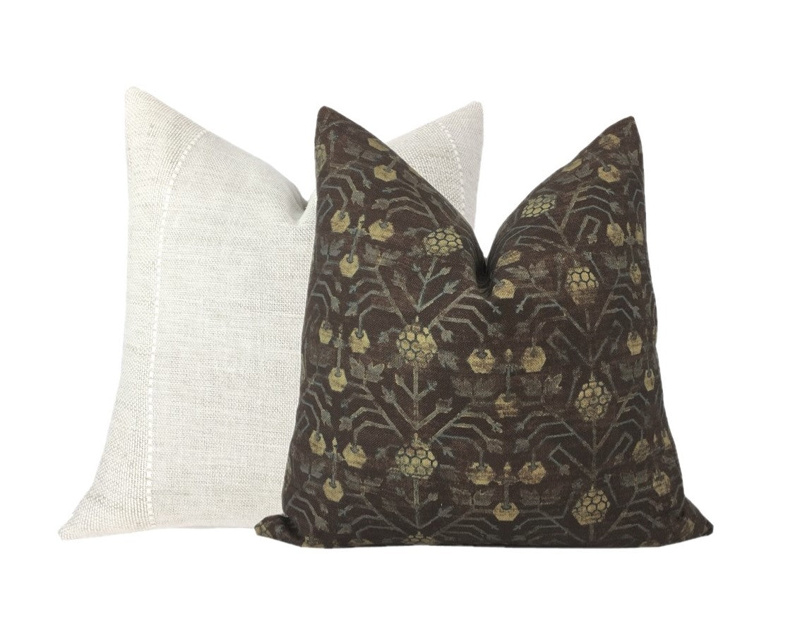 Designer Khotan Berry Brown Pillow Cover | Maroon | Zak and Fox