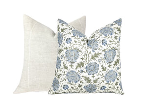 Indiennes Floral Pillow Cover | Lee Jofa | Blue and Green
