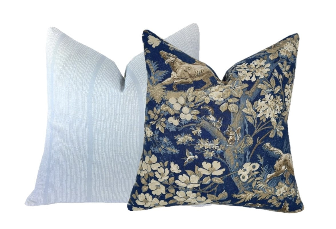 Schumacher Hound Meadow Indigo Pillow Cover