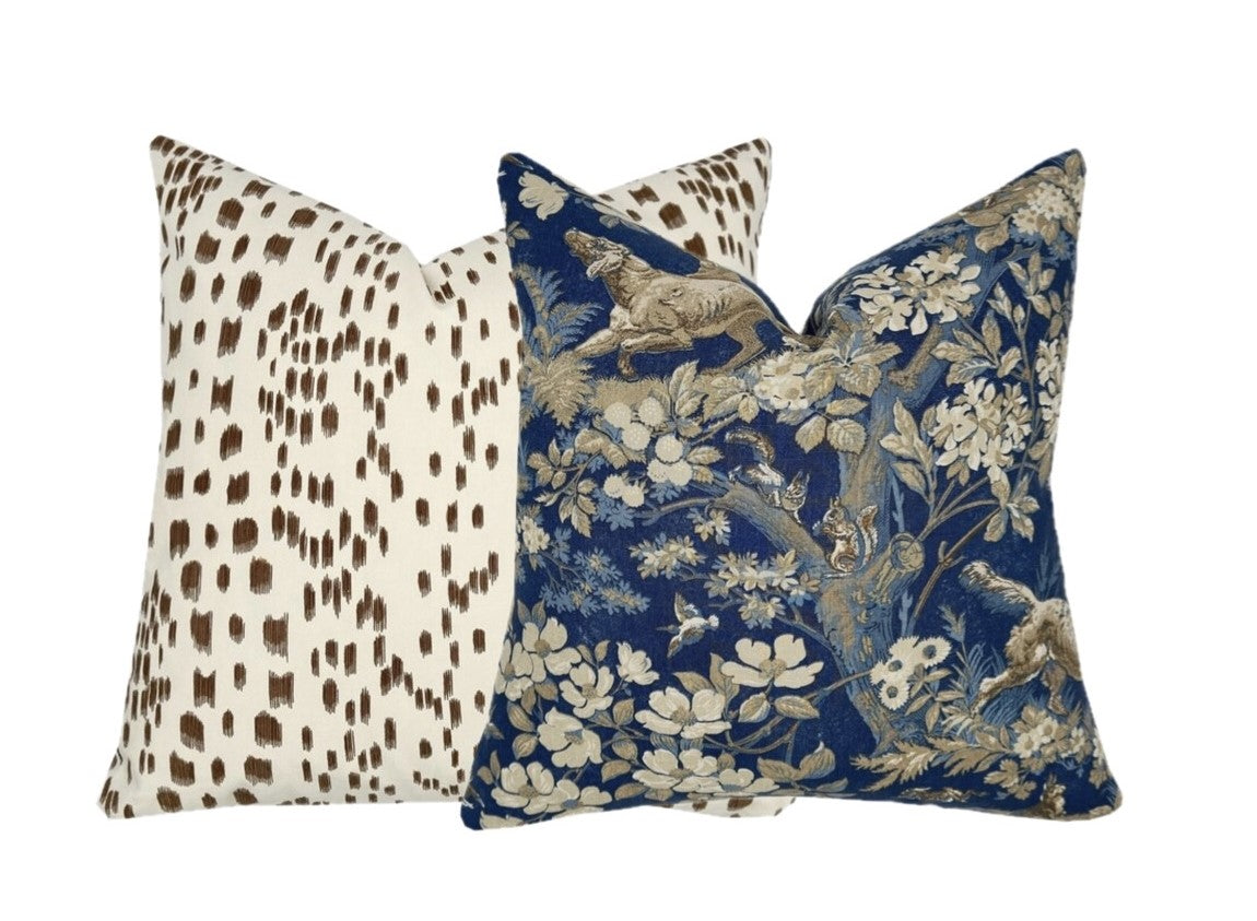 Schumacher Hound Meadow Indigo Pillow Cover