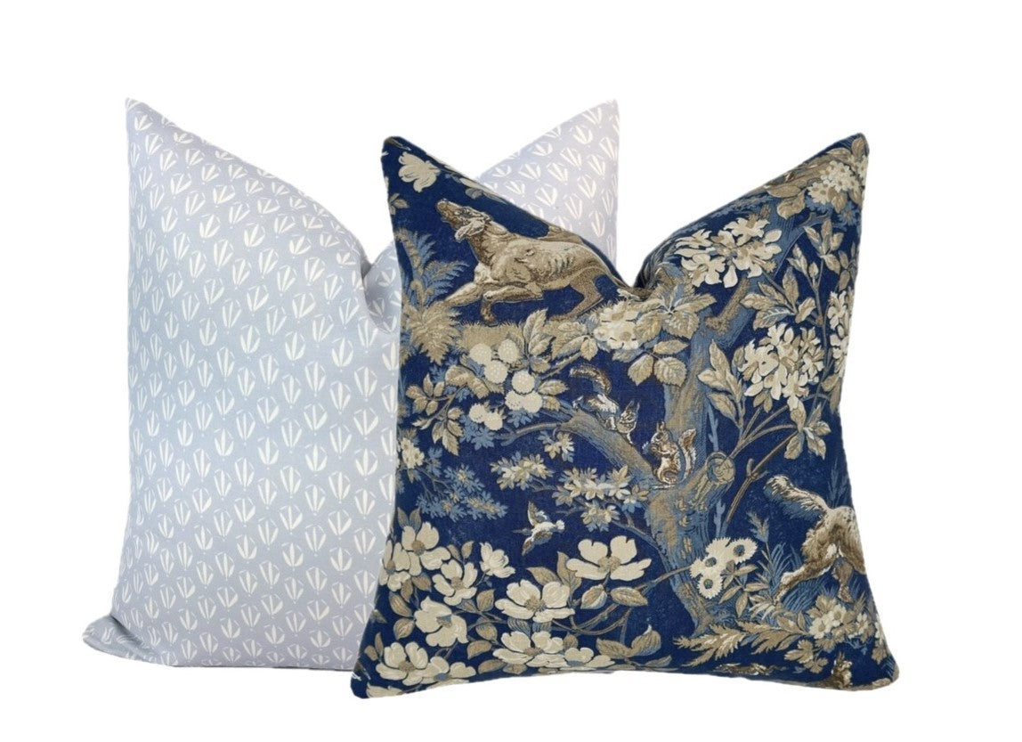 Schumacher Hound Meadow Indigo Pillow Cover