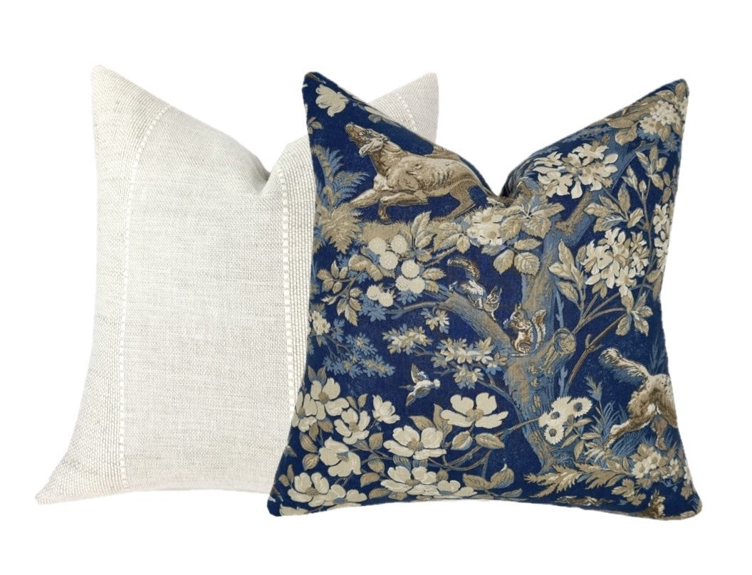 Schumacher Hound Meadow Indigo Pillow Cover
