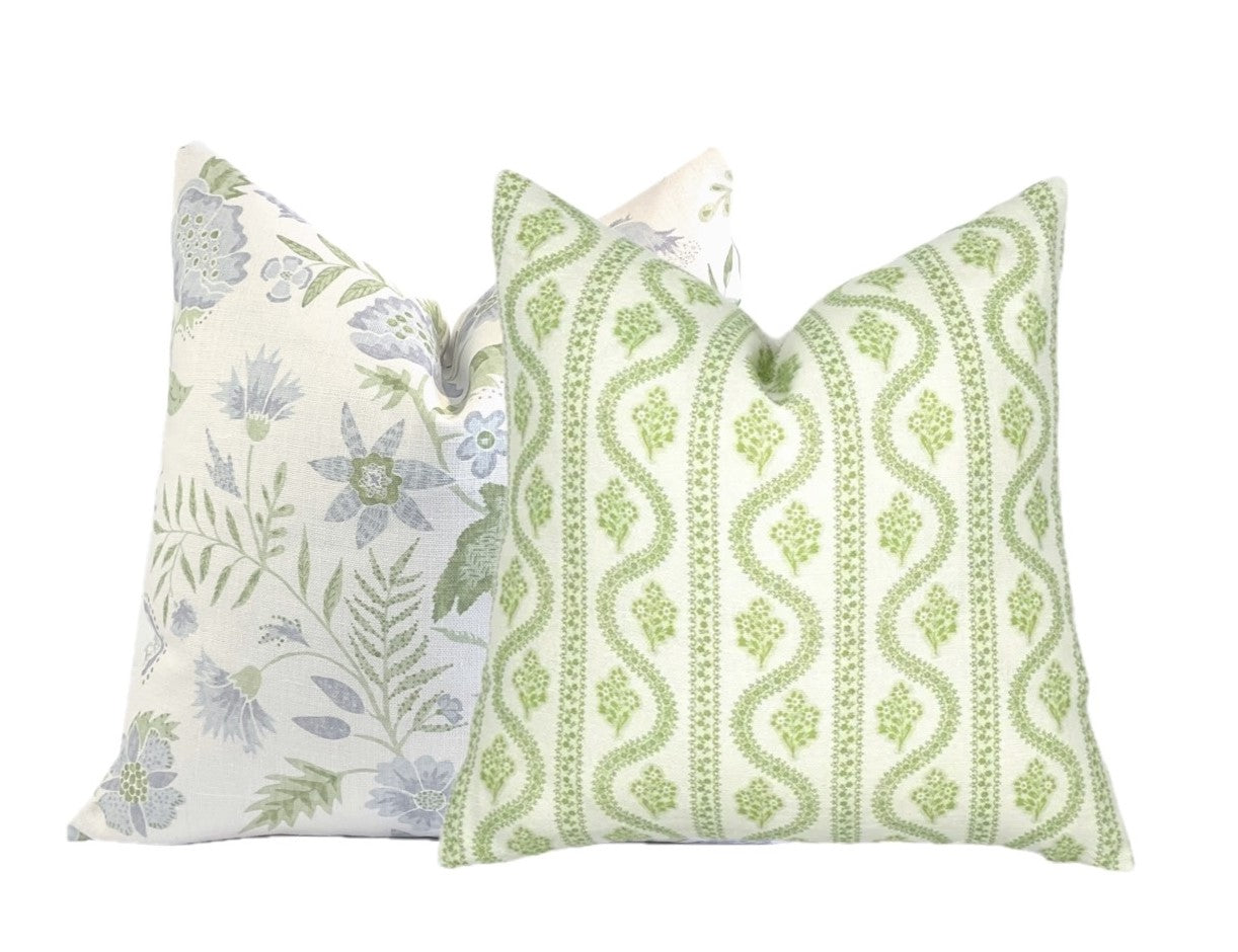 Abigail Spring Green Linen Pillow Cover | Celadon | Designer | High End | Light Green