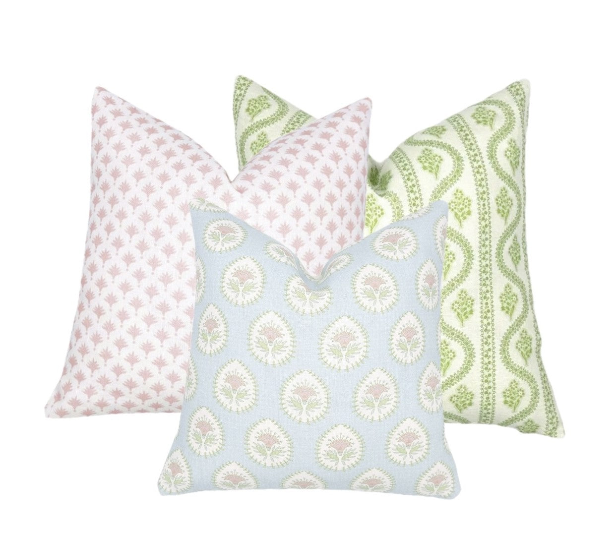 Flying Tack Collection #5 | Palms Pink | Abigail Green | Daphne Blue & Pink | Pillow Combination