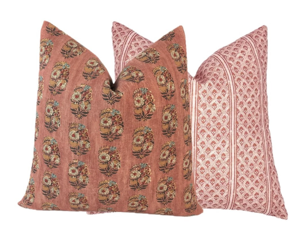 Posie Rusty Rose Pillow Cover | Designer