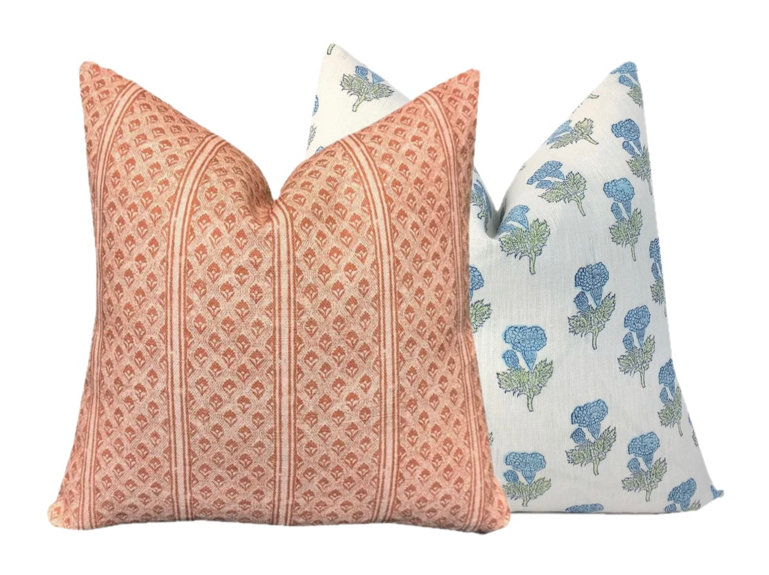 Brynn Rust Stripe Linen Pillow Cover | Neutral