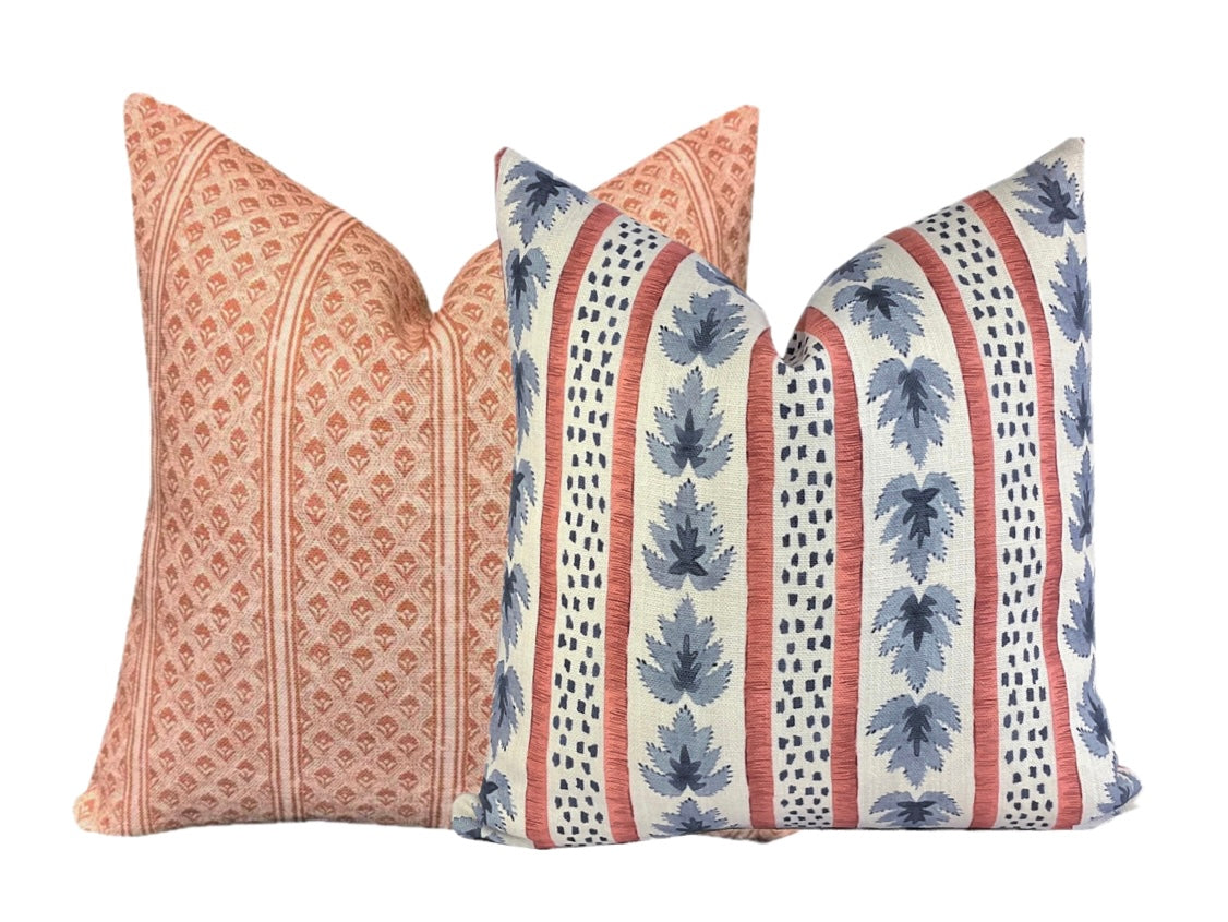 Jamie Indigo Rust Botanical Stripe Pillow Cover