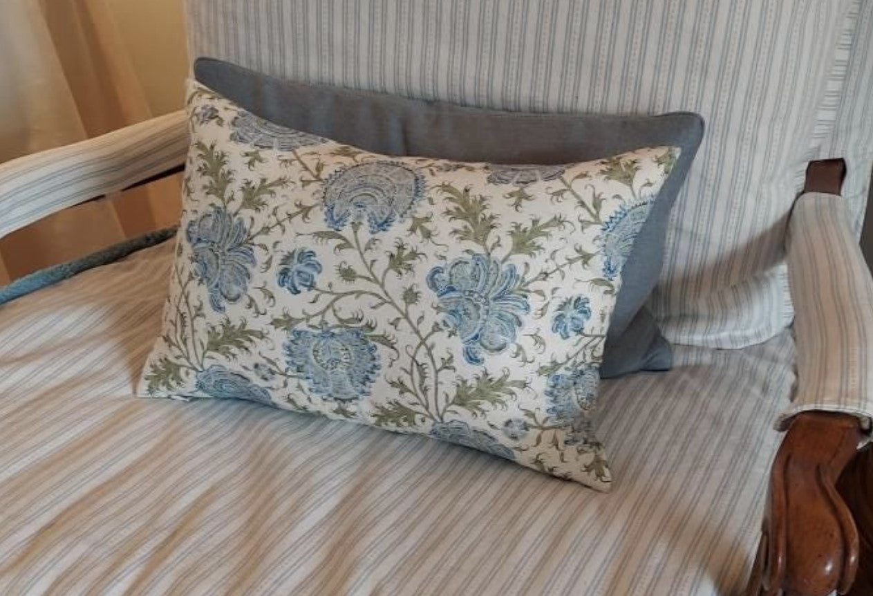 Indiennes Floral Pillow Cover | Lee Jofa | Blue and Green
