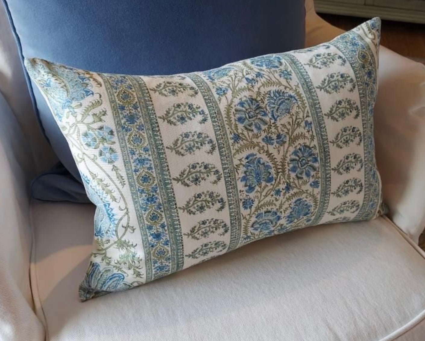 BACKORDER - Indiennes Stripe Sea Pillow Cover | Lee Jofa | Blue and Green