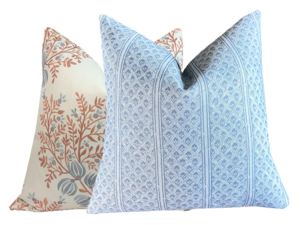 Brynn Soft Blue Stripe Linen Pillow Cover | Neutral