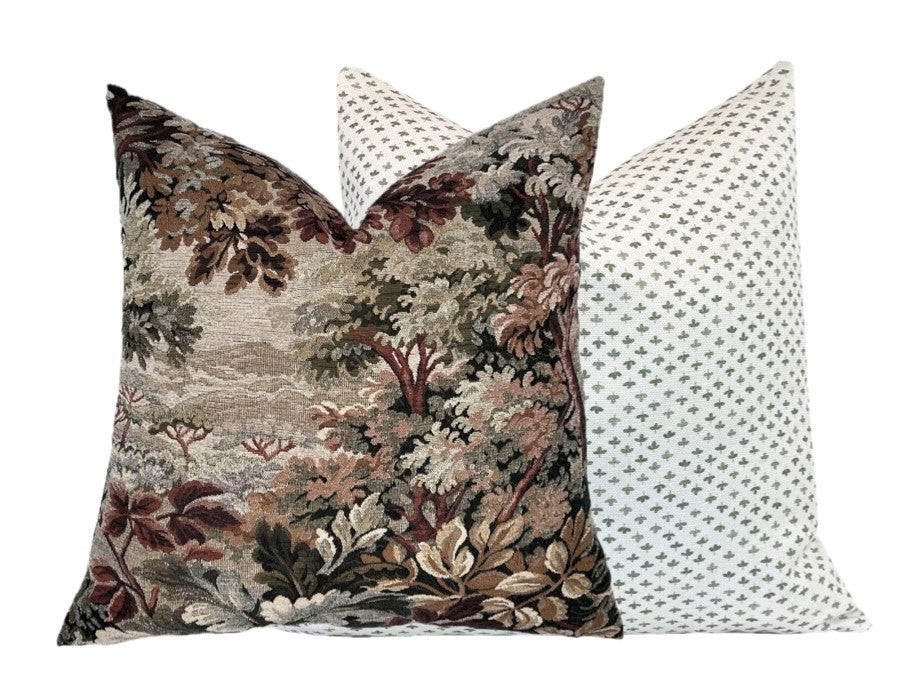 Woodrose Botanical Tapestry Pillow Cover | Moody | Earth Tones