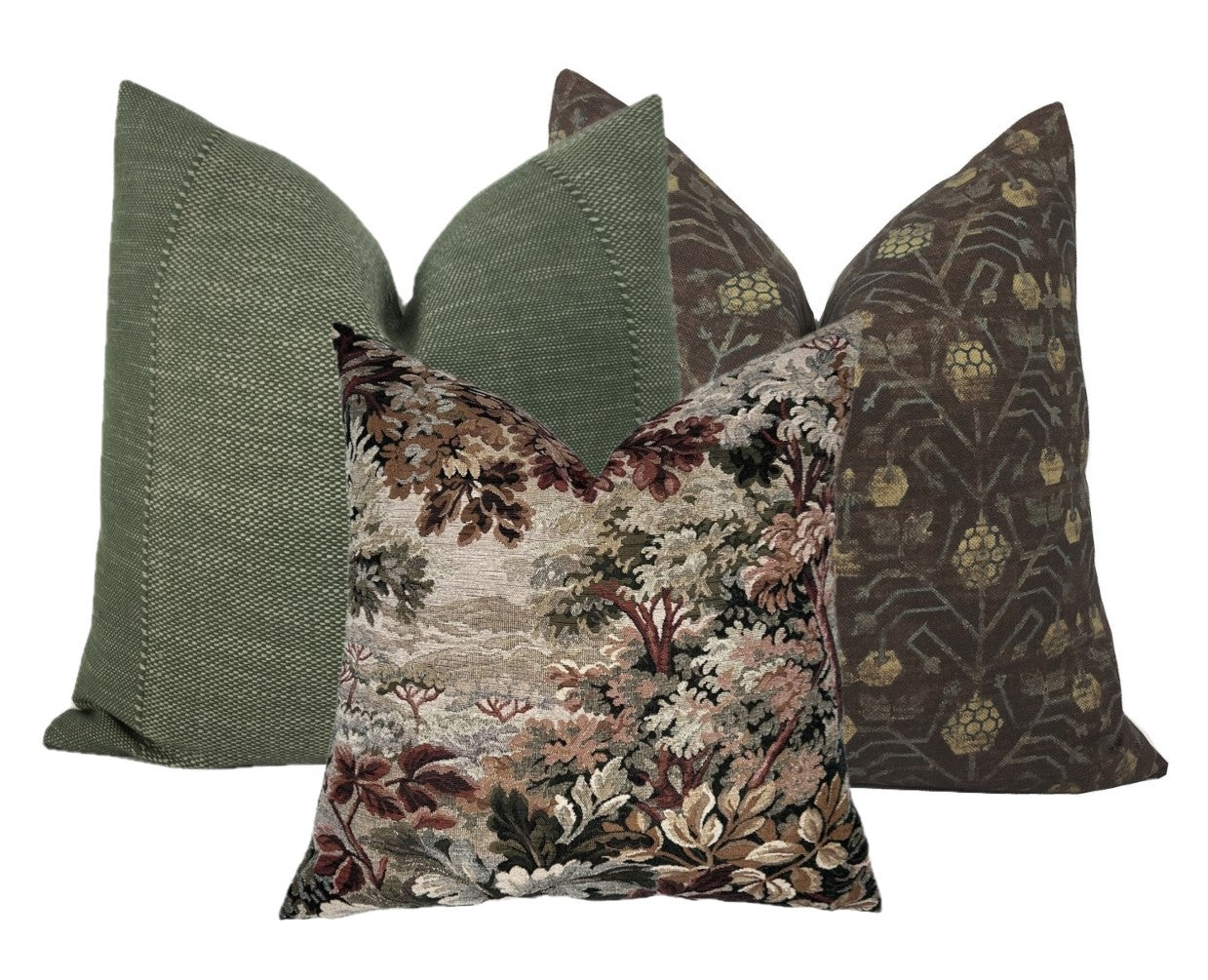 Flying Tack Collection #15 | 3 Pillow Covers | Caravane Olive | Woodrose Tapestry | Zoa Plum