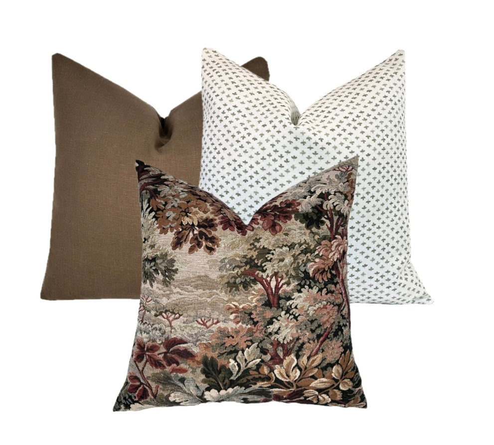 Woodrose Botanical Tapestry Pillow Cover | Moody | Earth Tones