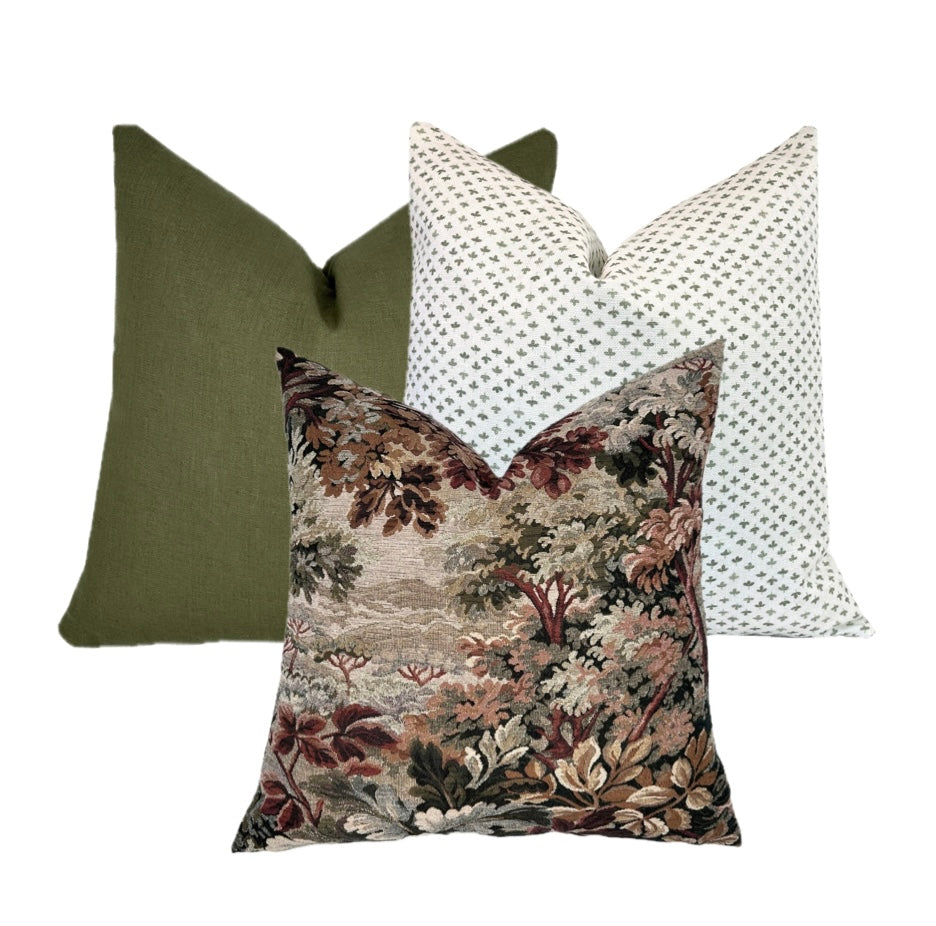 Woodrose Botanical Tapestry Pillow Cover | Moody | Earth Tones