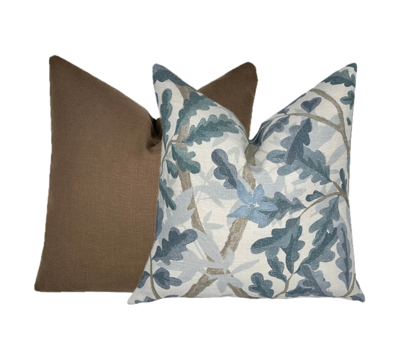 Woodlands Blue Botanical Pillow Cover | Large Scale | Linen