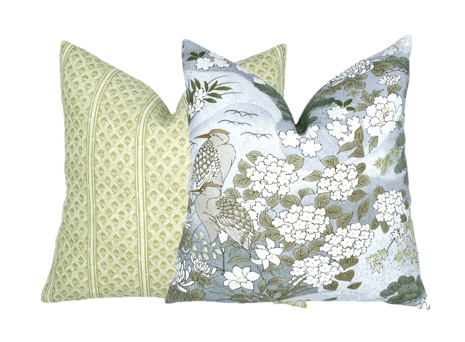 BACKORDER - Schumacher Lake Mist Botanical Pillow Cover