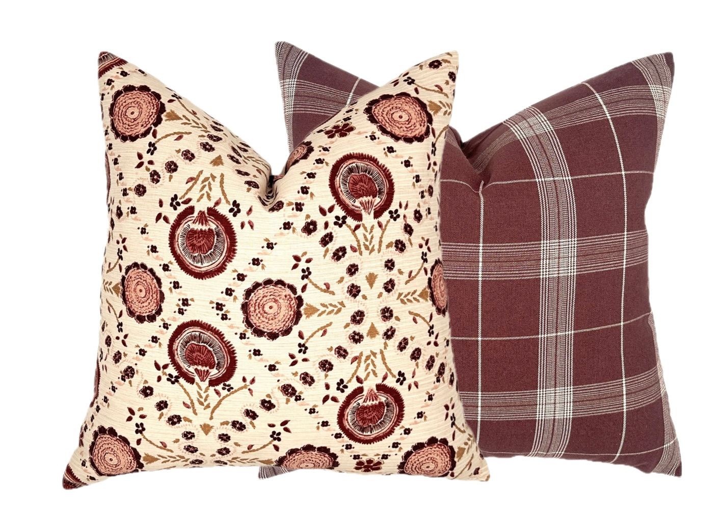 Schumacher Athena Burgundy Floral Pillow Cover