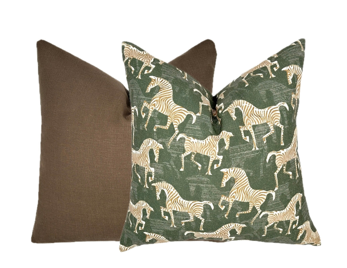Masai Green Zebra Pillow Cover | Olive Green | Same Fabric Both Sides