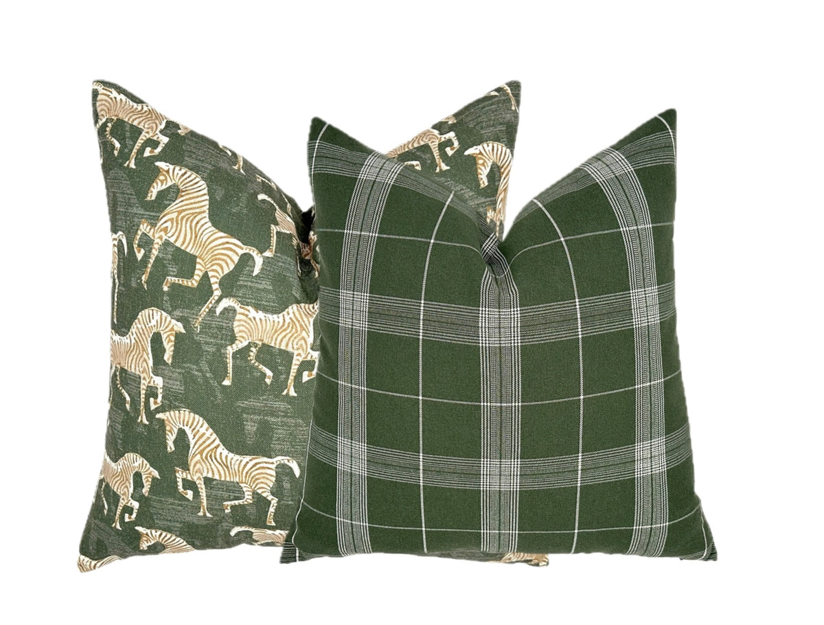 Bristol Olive Green Plaid Pillow Cover | Same Fabric Both Sides
