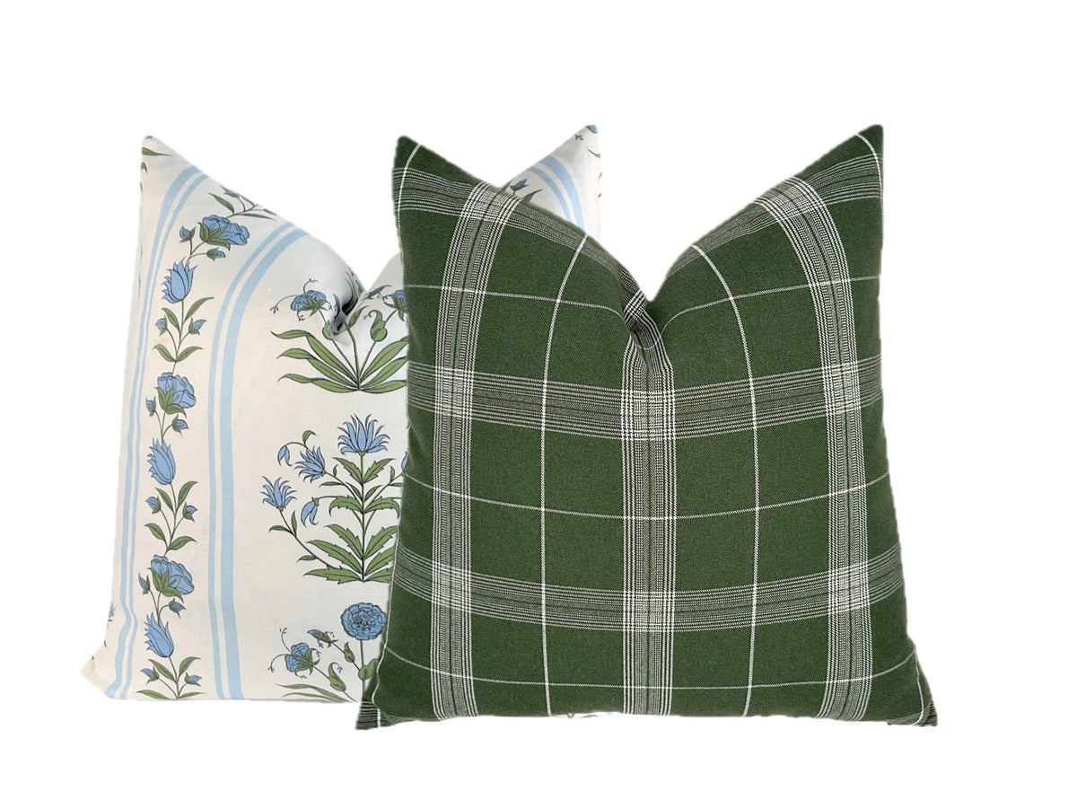 Bristol Olive Green Plaid Pillow Cover | Same Fabric Both Sides