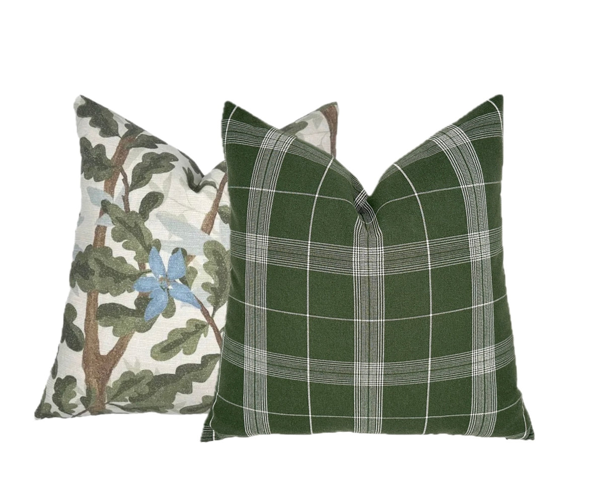Bristol Olive Green Plaid Pillow Cover | Same Fabric Both Sides