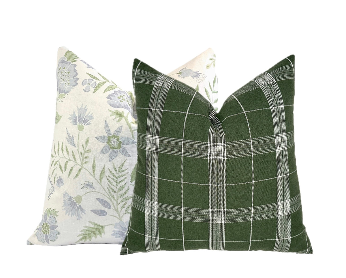 Bristol Olive Green Plaid Pillow Cover | Same Fabric Both Sides