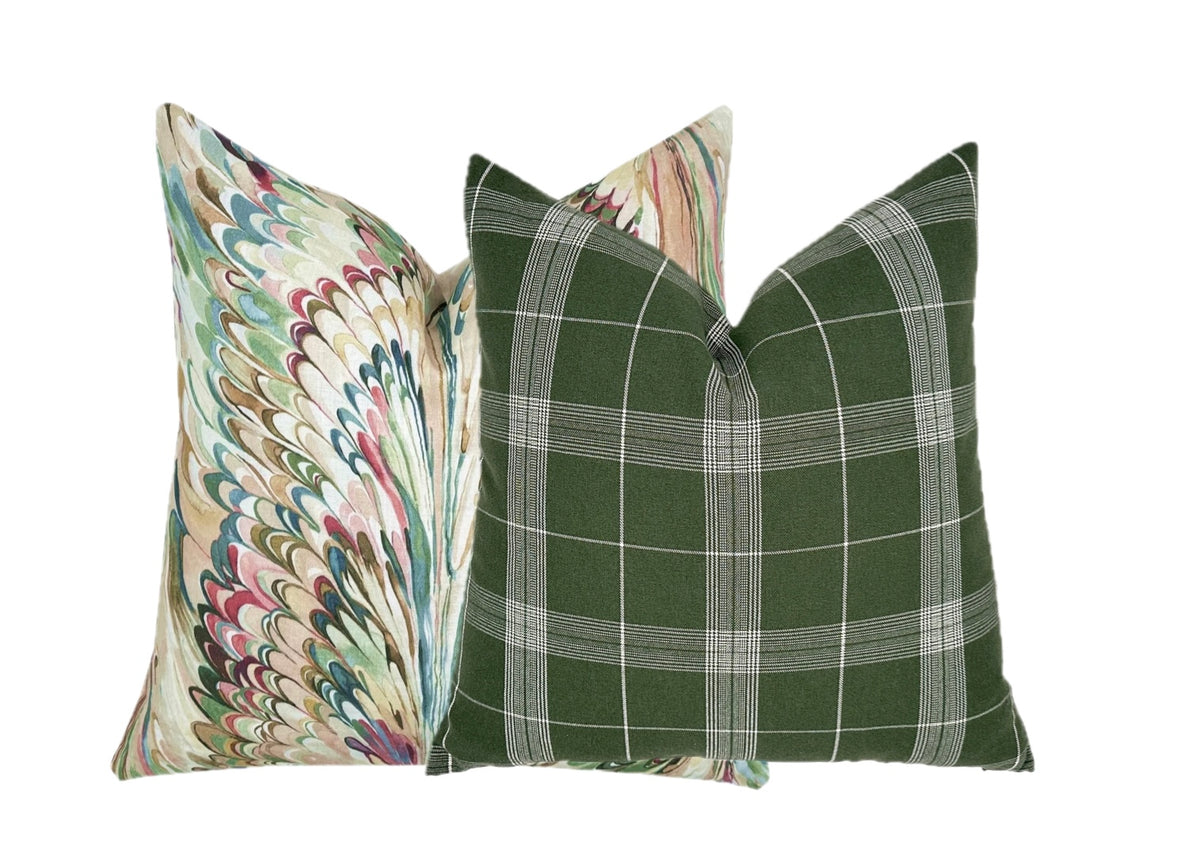 Bristol Olive Green Plaid Pillow Cover | Same Fabric Both Sides