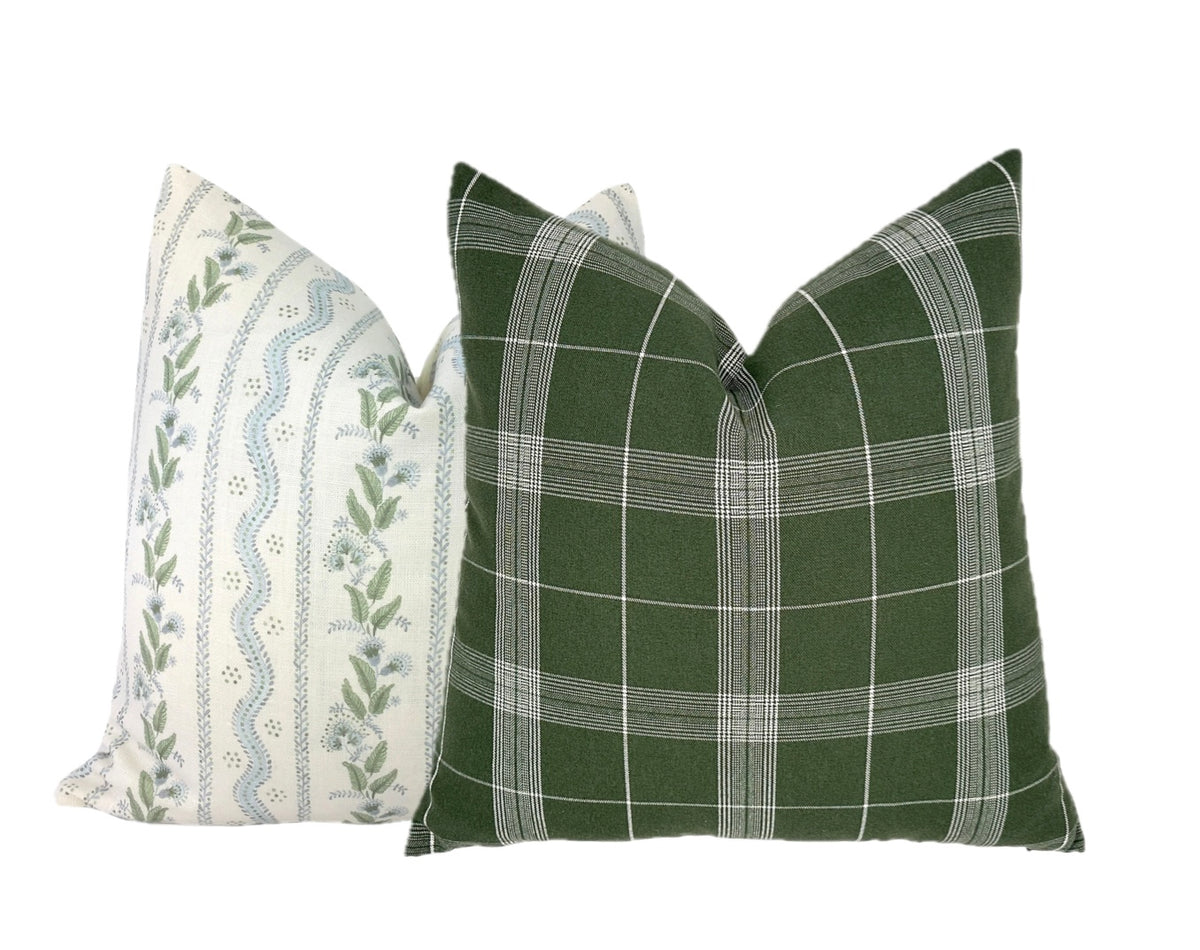 Bristol Olive Green Plaid Pillow Cover | Same Fabric Both Sides