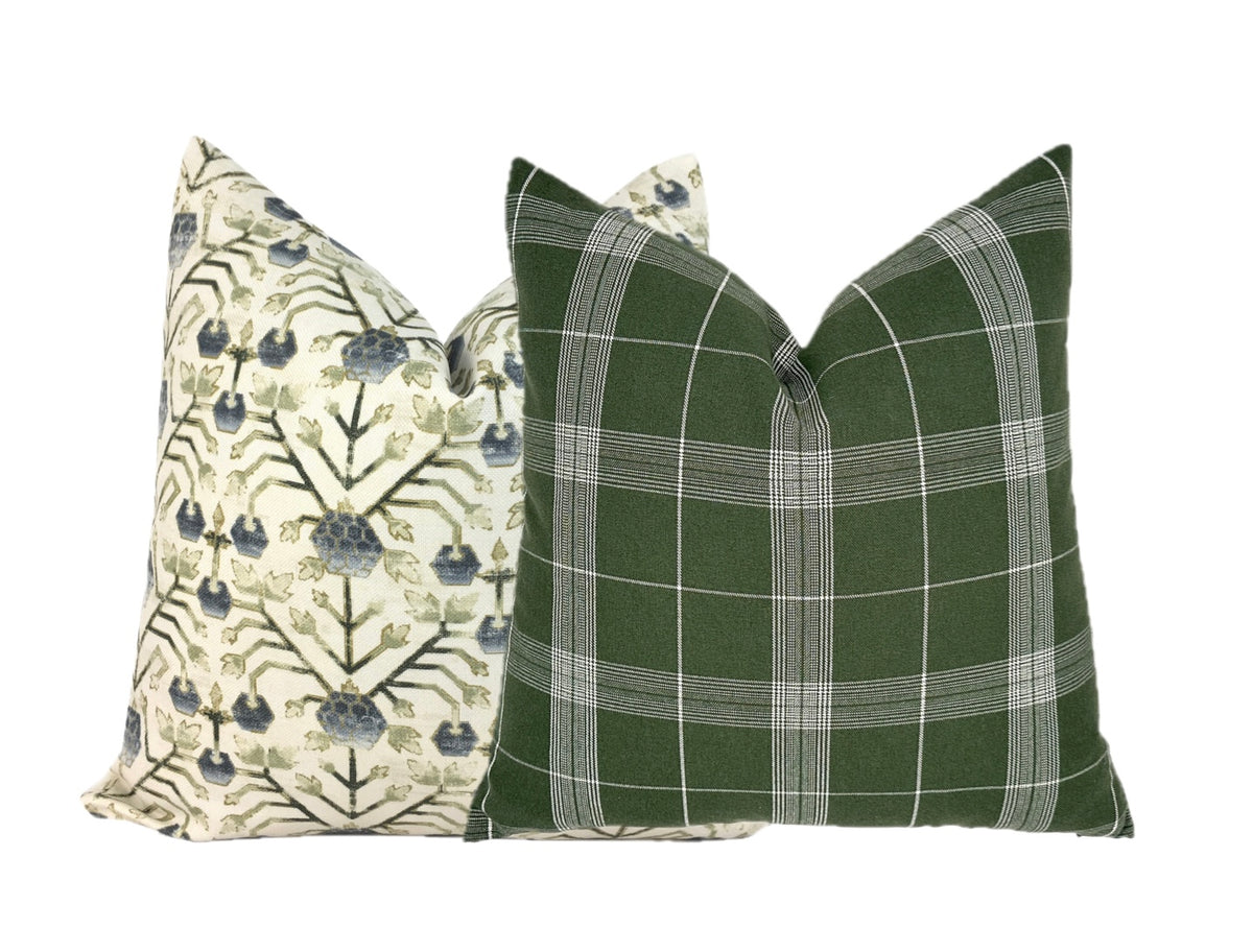 Bristol Olive Green Plaid Pillow Cover | Same Fabric Both Sides