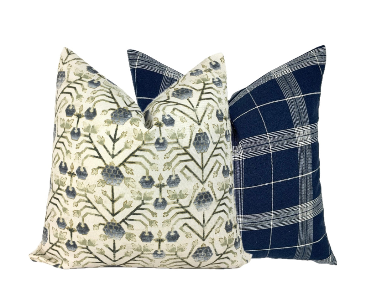 Designer Khotan Pillow Cover | Indigo and Ivory | Zak and Fox