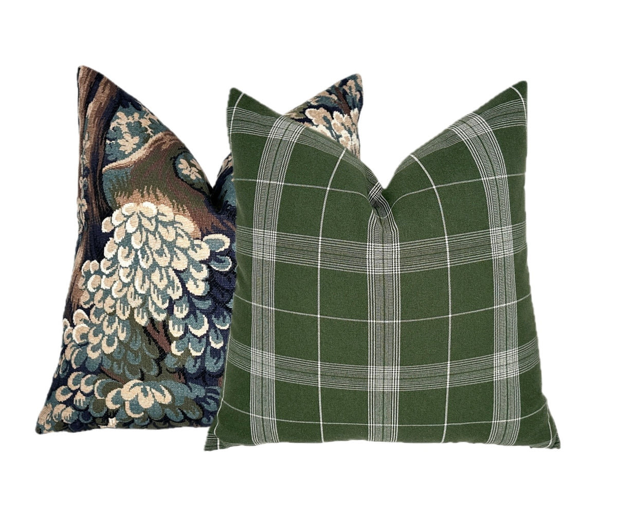 Bristol Olive Green Plaid Pillow Cover | Same Fabric Both Sides