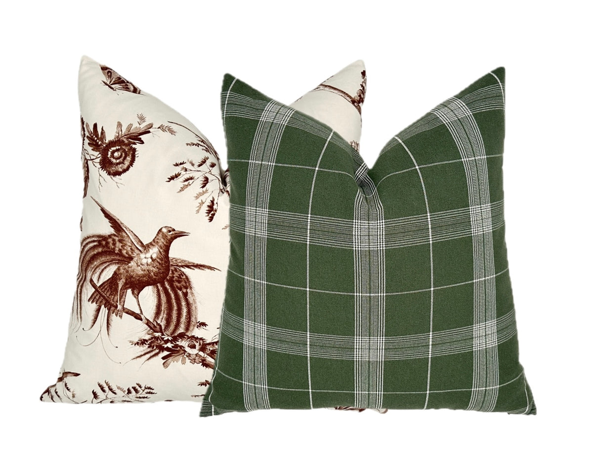 Bristol Olive Green Plaid Pillow Cover | Same Fabric Both Sides