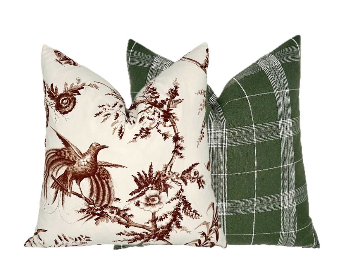 Gazebo Brown Floral Pillow Cover | Designer | Large Scale Botanical